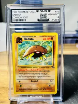 1999 Pokemon Fossil Kabuto 50/62 GMG Graded 10 Gem Mint 💎 Base Set - Image 1