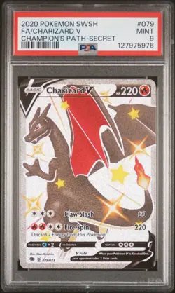Pokemon Charizard V Champion's Path Secret Rare Full Art #079 PSA 9 Mint - Image 1