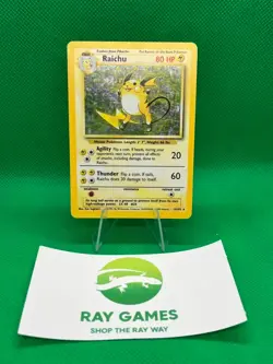Pokemon TCG Raichu 14/102 Base Set Holo Unlimited Moderately Played Vintage - Image 1