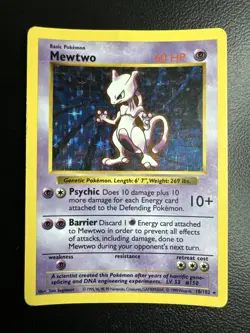 Pokemon TCG Mewtwo 10/102 Base Set Shadowless Holo Rare Card - Image 1