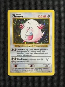 Pokemon Card 1999 WOTC Shadowless Chansey 003/102 Base Set Holo Rare Played - Image 1