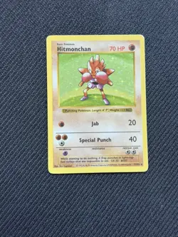 Pokemon TCG Hitmonchan Base Set Holo Shadowless Rare Card 7/102 HP - Image 1