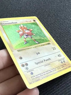 Pokemon TCG Hitmonchan Base Set Holo Shadowless Rare Card 7/102 HP - Image 3