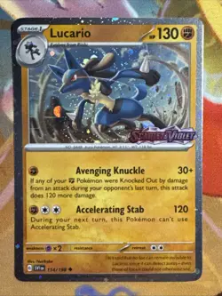 Lucario Stamped Cosmos Holo Promo Pokemon Card SVI 114/198 - Image 1