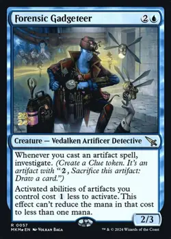 Light Play, English MTG Foil Forensic Gadgeteer - Foil - Prerelease Promo Murder - Image 1