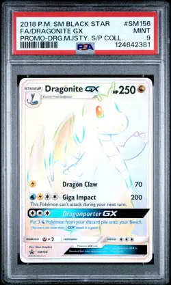 2018 POKEMON SM BLACK STAR PROMO #SM156 FULL ART/DRAGONITE GX PSA 9 - Image 1
