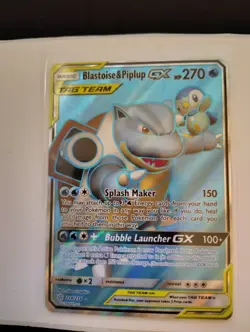 Blastoise & Piplup GX (Full Art) 214/236 Sm-Cosmic Eclipse Holo Pokemon - Image 1