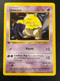 Pokemon Drowzee Base Set (Shadowless) 1st Edition 49/102 Common NM - Image 1