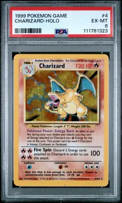 Pokemon TCG WOTC Base Set Unlimited Holo Charizard #4/102 PSA 6 - Image 1