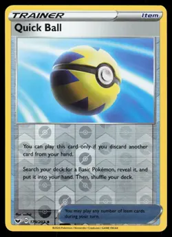 Quick Ball 179/202 Reverse Holo Pokemon Sword & Shield LP - Image 1
