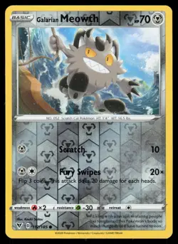 Galarian Meowth 112/185 Reverse Holo Pokemon Vivid Voltage LP - Image 1