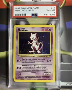 PSA 8 NM-Mint Mewtwo Holo Rare 15/102 Pokemon Card Base Set English - Image 1
