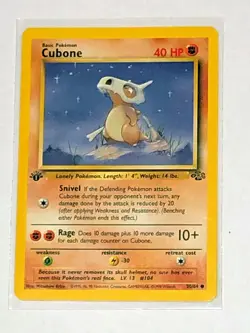 Cubone #50/64 1st Edsition Common Jungle Pokemon Card 1999 WOTC - Image 1