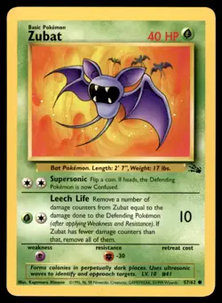 Pokemon Fossil (1999) Card Zubat Common No. 57 - Image 1