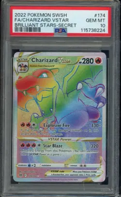 2022 Pokemon Sword & Shield FA Charizard Vstar Brilliant Stars Secret PSA 10 - Image 1