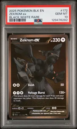 2025 POKEMON BLK EN-BLACK BOLT BLACK WHITE RARE #172 ZEKROM EX PSA 10 - Image 1