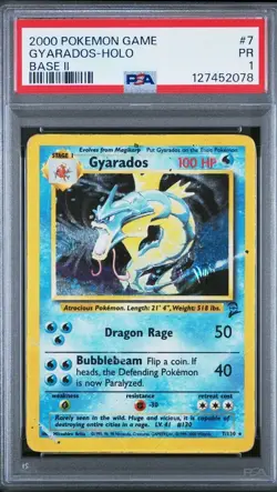 2000 POKEMON GAME BASE II #7 GYARADOS-HOLO PSA 1 - Image 1