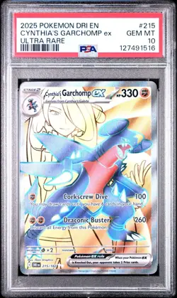 2025 Pokemon SV Destined Rivals Cynthia's Garchomp ex #215/182 PSA 10 GEM MT - Image 1