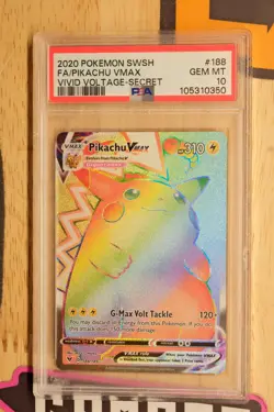 2020 Pokemon Sword & Shield Vivid Voltage Pikachu VMAX Fa -Secret PSA 10 188/185 - Image 1