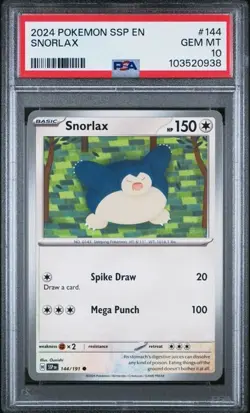 2024 POKEMON SSP EN #144 SNORLAX PSA 10 SURGING SPARKS POP 15 - Image 1