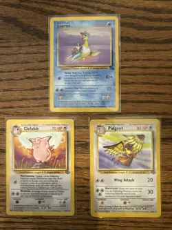 Lot Of 3 Vintage Non-holo Rares Pokemon Jungle Lapras, Clefable, Pidgeot - Image 1