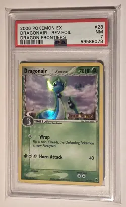 2006 Pokemon EX Dragon Frontiers Dragonair 28/101 Reverse Holo PSA 7 - Image 1