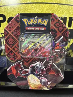 Pokemon TCG: Scarlet & Violet-Paldean Fates Tin (Shiny Charizard ex) Sealed - Image 1