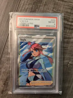Pokemon PSA 8 MINT Skyla Shining Fates Ultra Rare Full Art 072/072! - Image 1