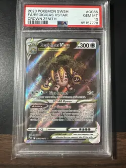 2023 POKEMON SWORD & SHIELD CROWN ZENITH #GG55 FULL ART/REGIGIGAS VSTAR PSA 10 - Image 1
