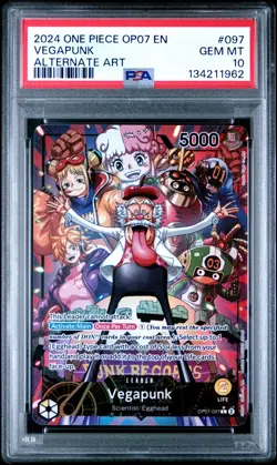 One Piece OP-07 Vegapunk Alt Art Leader PSA 10 Great looking Card! - Image 1