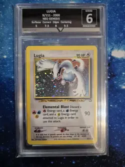 Lugia 2000 Pokemon Neo Genesis Unlimited 9/111 Get Graded 6 Swirl Holo TCG Card - Image 1
