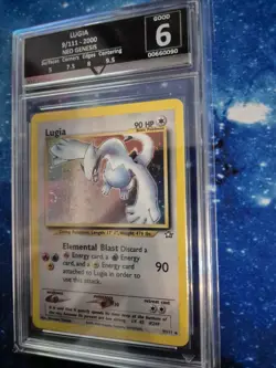 Lugia 2000 Pokemon Neo Genesis Unlimited 9/111 Get Graded 6 Swirl Holo TCG Card - Image 2