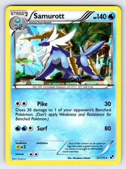 Samurott 31/114 Black & White Base Set Pokemon Card Cracked Ice Holo Rare - Vlp - Image 1