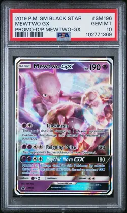 Pokemon Mewtwo GX Sun & Moon SM196 Promo PSA 10 Detective Pikachu - Image 2