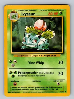 Ivysaur 030/102 Uncommon Base Set MP Pokemon TCG - Image 1