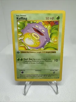 Pokemon Base Set 1st Edition Regular Shadowless Koffing MP Condition - Image 1