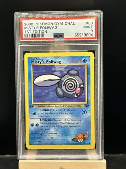 Misty’s Poliwag 89/132 1st Edition 2000 Pokemon Gym Challenge PSA 9 Mint - Image 1