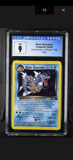 CGC 9 MINT Pokemon Dark Gyarados 8/82 2000 Team Rocket - Unlimited Rare Holo - Image 1