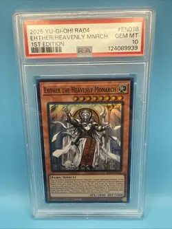 2025 YU-GI-OH! RA04 EHTHER/HEAVENLY MNRCH 1ST EDITION # EN018 PSA 10 - Image 1