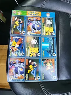 POKEMON 1ST MOVIE 1999 BURGER KING #21 MASTER TRAINER SET UNCUT 9 Card Sheet - Image 3
