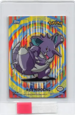 NIDOKING #34 - 2 of 10 - Blue Logo Topps - TV SERIES - Pokemon Sticker CARD - LP - Image 1