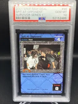 WWF Raw Deal Card: Spit At Opponent-The Rock & Mick Foley PSA 10 RARE - Image 1