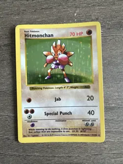 Pokemon TCG Hitmonchan Base Set Holo Shadowless Rare Card 7/102 - Image 1