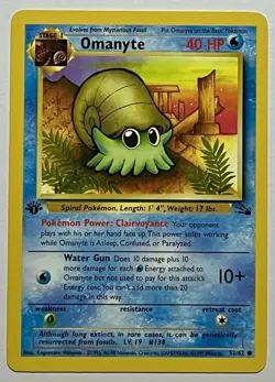 Omanyte 52/62 (LP) 1st Edition Common Fossil Set 1996 WOTC Pokemon Card - Image 1