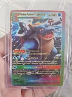 Water Arrow Turtle GX Rainbow Foil Fan Art Textured Collector Pokemon Card - Image 1