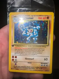 Pokemon Karte Machomei 1. Edition Sealed Base Set Holo Machamp Deutsch DE Top - Image 2