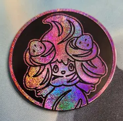 Pokemon Jumbo Coin - Alcremie Pink Purple Rainbow Sparkle Holo - Image 1