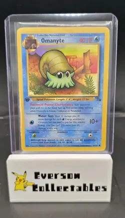 Omanyte 1st Edition 52/62 Fossil Pokemon Card 1999 WOTC - Image 1