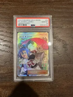 PSA 10 Jessie and James Full Art 68/68 Hidden Fates Pokemon Card 2019 GEM MINT - Image 1