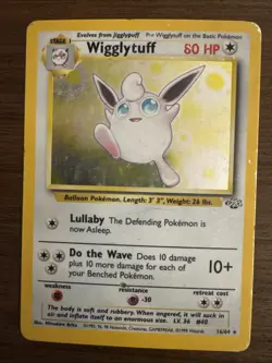 Pokemon TCG Wigglytuff Jungle Holo Card 16/64 Unlimited Rare, HP/Damaged - Image 1